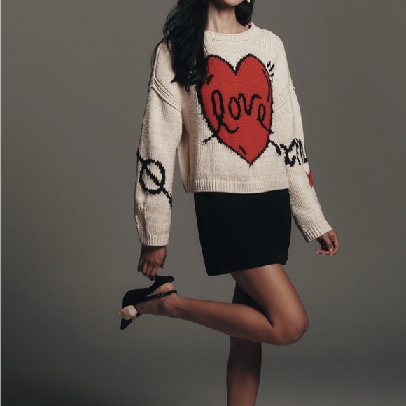 Anthropologie Maeve Lovestruck Crewneck Sweater Long Sleeve XL - Picture 2 of 8